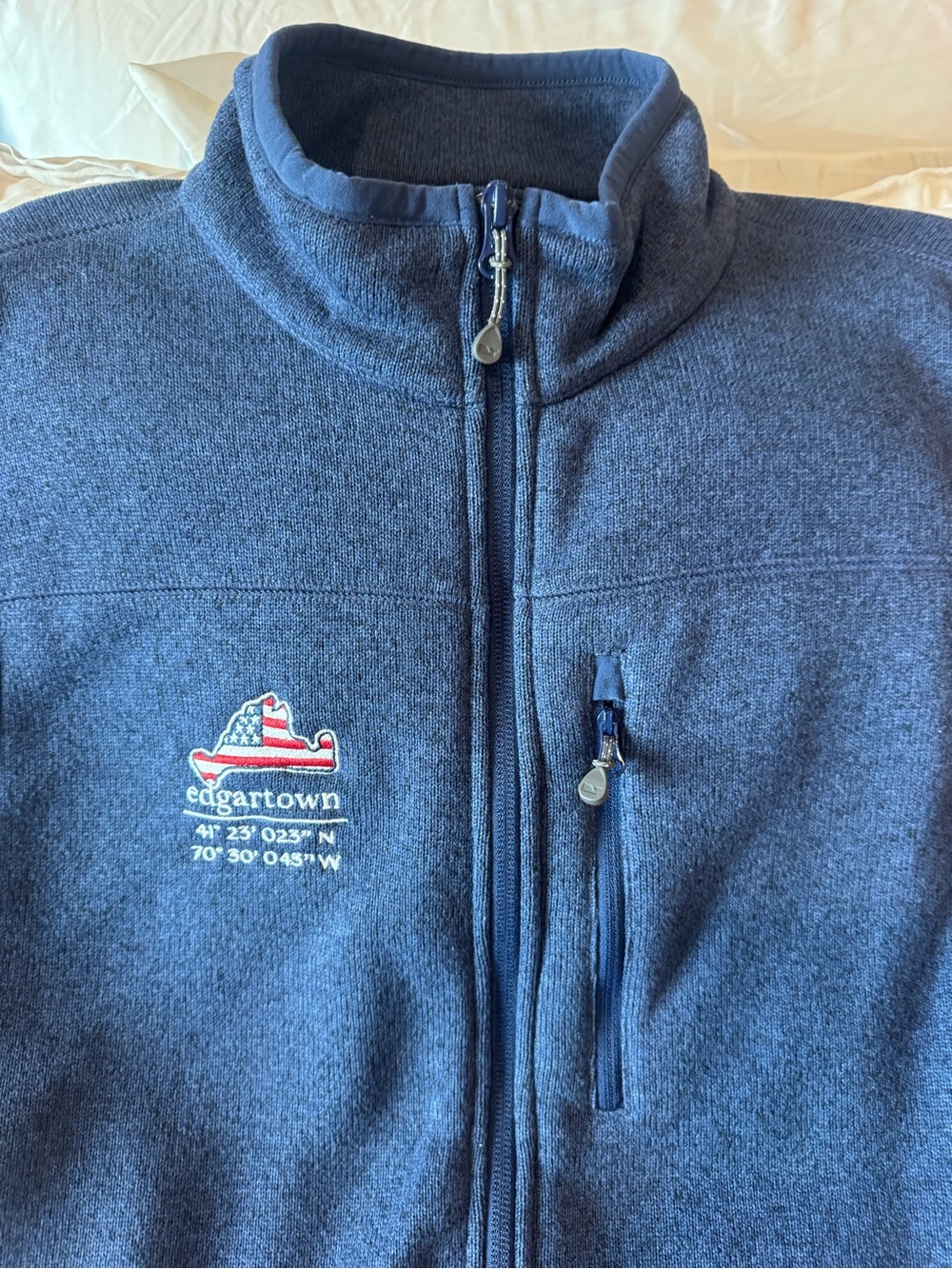 Vineyard Vines Navy Blue Full-Zip Fleece Jacket with Embroidered Logo